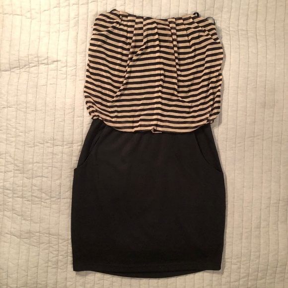 Strapless Striped Mini Dress - Picture 1 of 5